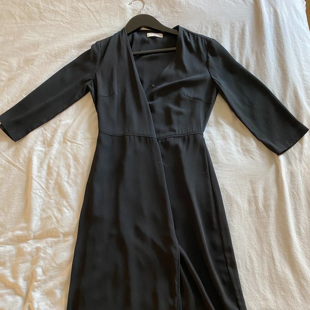 Aritzia Black Wrap Midi Dress - XS